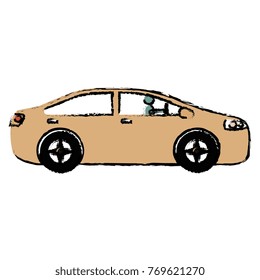 modern car with driver silhouette