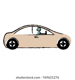 modern car with driver silhouette