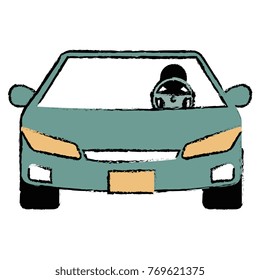 modern car with driver silhouette
