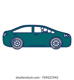 modern car with driver silhouette