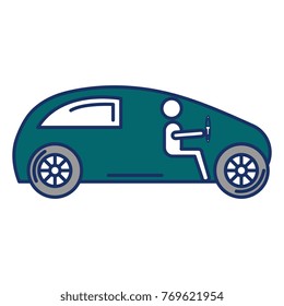 modern car with driver silhouette