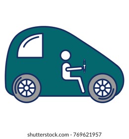modern car with driver silhouette