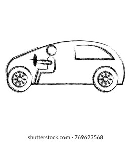 modern car with driver silhouette