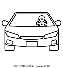 modern car with driver silhouette