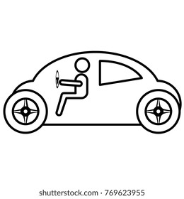 modern car with driver silhouette