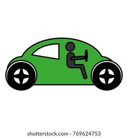 modern car with driver silhouette