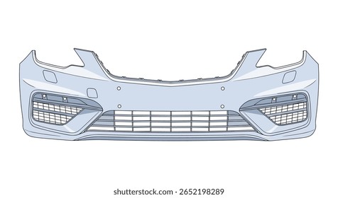 Design moderno para-choques dianteiro do carro com detalhes integrados de grade e faróis