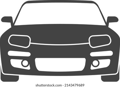 Modern car front view. Black auto icon