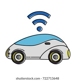 modern car futuristic with wireless signal