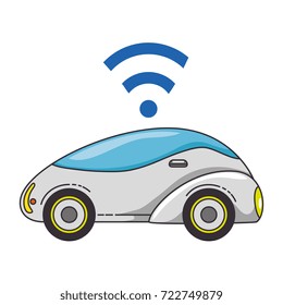 modern car futuristic with wireless signal