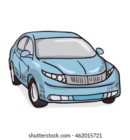 Modern car. Hand drawn vector illustration.