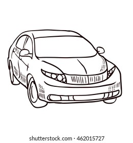 Modern car. Hand drawn vector illustration.