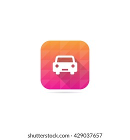 Modern Car Icon With Long Shadow