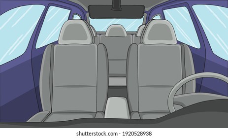 Modern Car Illustration Vector Art Work Purple Hatchback Design New Interior