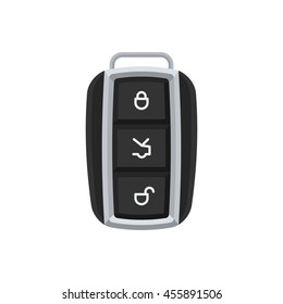 Modern car key with buttons to open trunk. Vector illustration sign isolated on white background