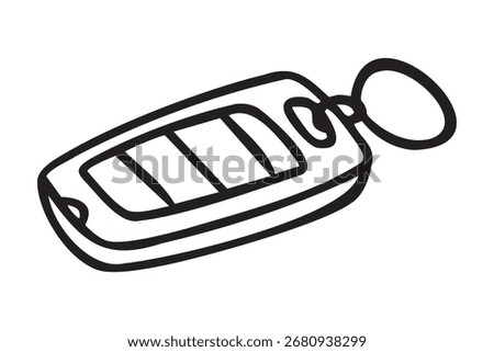 Modern car keys, hand drawn doodle, line art, monochrome, hand drawn. Vector illustration.