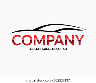Modern car logo design template. Abstract automobile silhouette with space for company name isolated on white background. Vector illustration