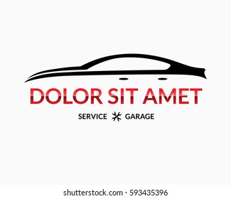 Modern car logo design template. Abstract automobile silhouette isolated on white background. Vector illustration