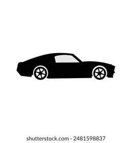 Ilustración minimalista del coche moderno icono del logotipo del coche establecido en el fondo negro