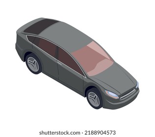 Modern car on blank background isometric 3d vector illustration