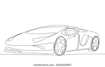 Coche moderno una línea continua. Línea de arte de coche moderno. Arte vectorial dibujado a mano.