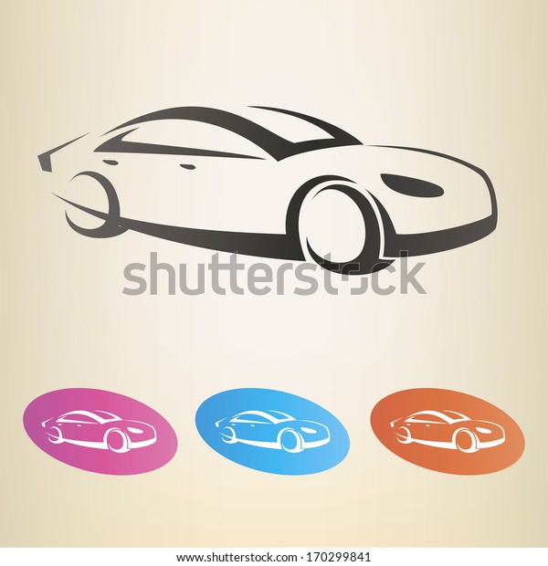modern car outlined vector\
symbol