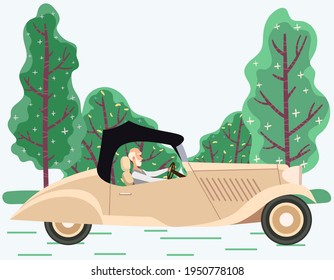 Modern car parking along town street in cartoon style. Vehicles car on city street