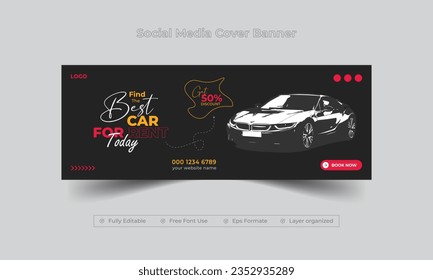 Modern car rental social media cover banner template design, creative black friday facebook cover ads vector design.