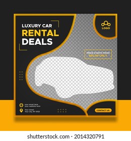 Modern car rental square banner for social media post