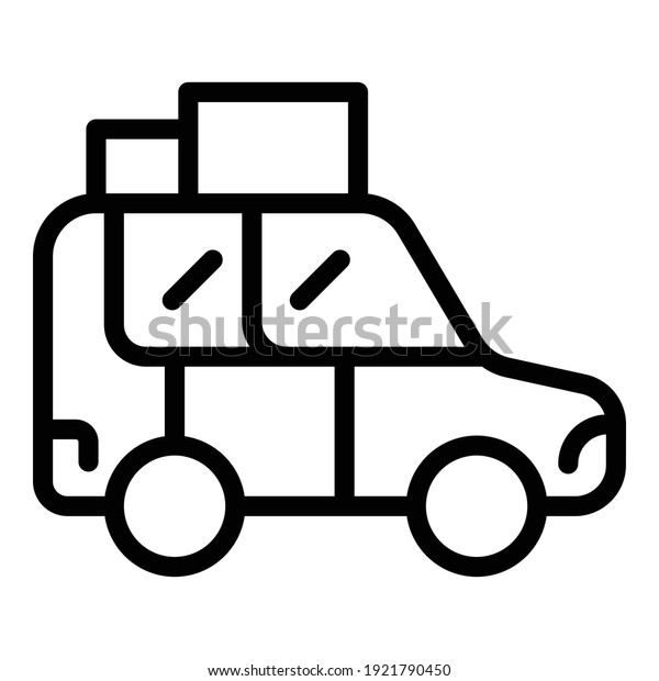 Modern car roof box\
icon. Outline modern car roof box vector icon for web design\
isolated on white\
background