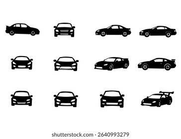Modern Car Silhouette Diverse Views Collection