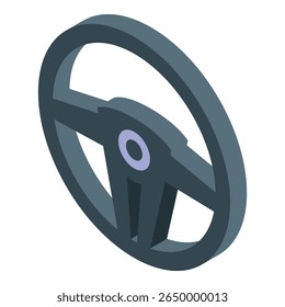 Modern car steering wheel controlling direction isometric view isolated on white background