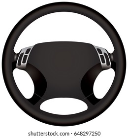 A modern car steering wheel for a sports car