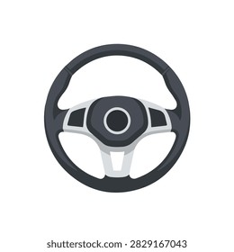 Modern Car Steering Wheel Vector Illustration Isolated on White Background for Automotive Design