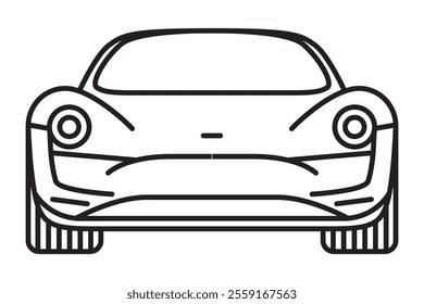 Modern car vector icon with sleek front view. Editable stroke.