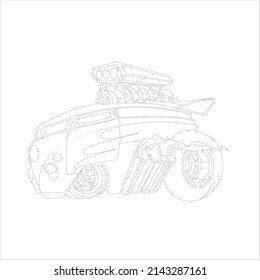 Modern Car vector , Illustration of a car Business car Luxury life Technology concept Car line art , coloring book page for kids and adults coloring book page for adult drawing