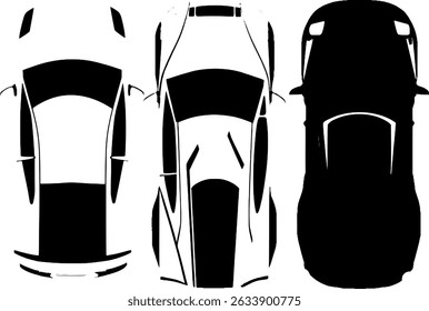 Modern car vector set from top view, ideal for schematics and maps.
