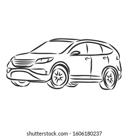 modern car, vector sketch illustration 