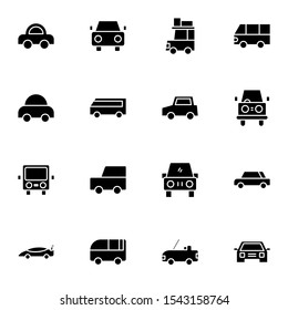 modern car, vehicle solid icon set. creative transportation glyph icons sign, vector illustration.