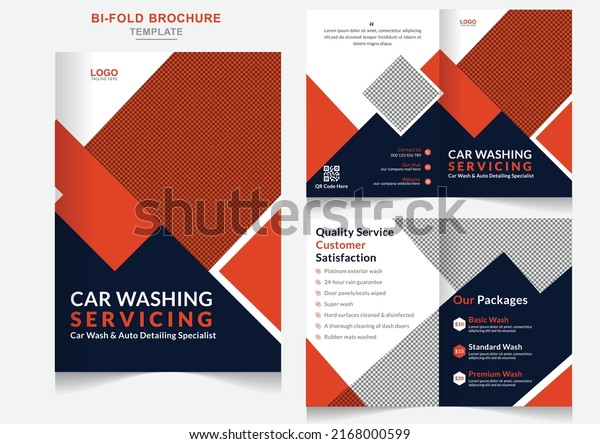 Modern Car wash Bi-fold brochure\
cleaning service brochure design, bifold brochure\
template