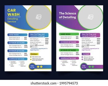 Modern Car Wash Car Detailing And Rental Flyer, Car Service And Price List Flyer, Auto Mobile Car Service Flyer