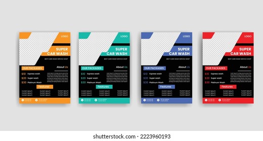modern car wash car detailing and rental flyer design template