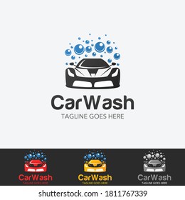 Modern Car Wash Logo Design with Bubbles. Vector file