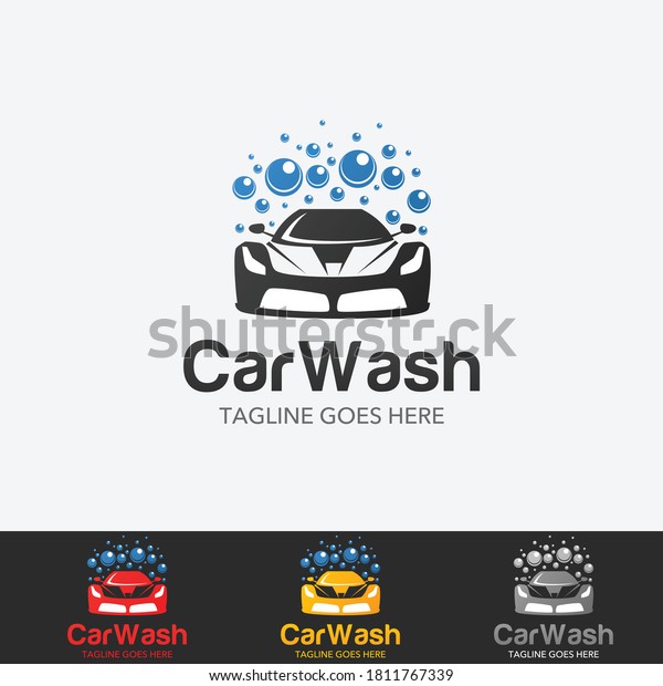 Modern Car\
Wash Logo Design with Bubbles. Vector\
file