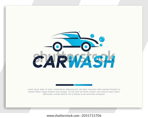 Modern\
car wash logo design with bubble foam\
illustration