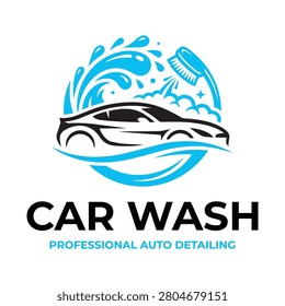 Modern car wash logo vector art design