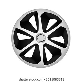 Modern car wheel cap on white background. Vector realistic flat illustration