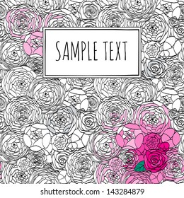 Modern card with it is black white roses