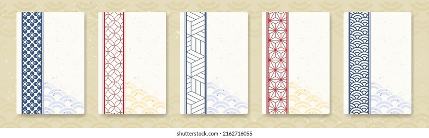 A modern card design template with a Japanese pattern.
