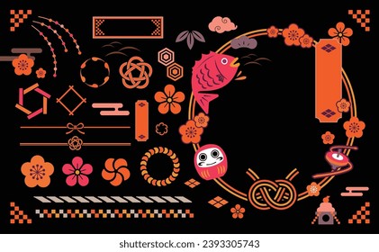 A modern card design template with a Japanese pattern